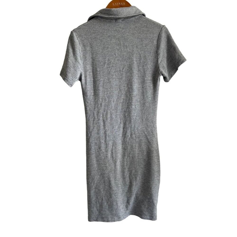 MONROW Mélange Ruched French Terry Mini Dress Gray Bodycon Stretch Small - Picture 7 of 7